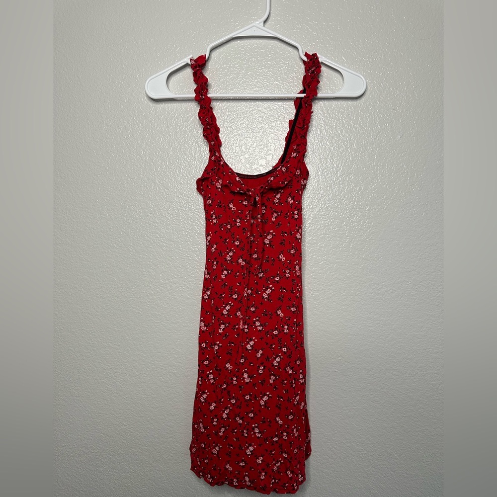 Floral Print Red Dress